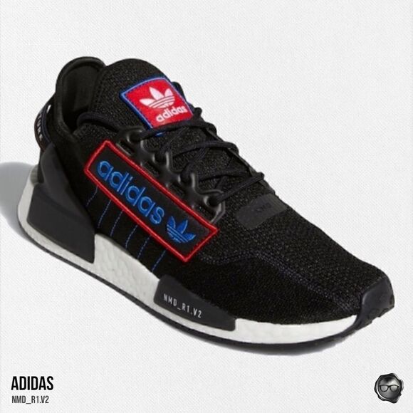 ADIDAS ORIGINALS NMD_R1.V2 SNEAKERS IN LOGO PATCH BLACK SCARLET BLUE MEN’S 8.5 main image 6